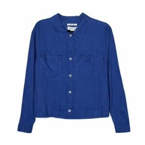 NWT Rachel Zoe 100% Linen Vibrant Blue Button-Up Shirt – Size M